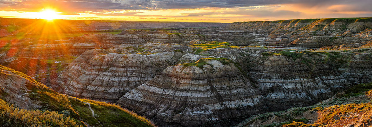 Sunset view of the badlands
