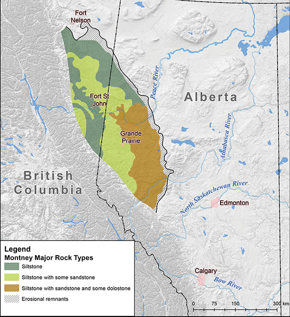 Figure 16 - The Montney Formation (Modified from the Geological Atlas of the Western Canada Sedimentary Basin)