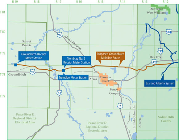 Groundbirch Pipeline Project Map