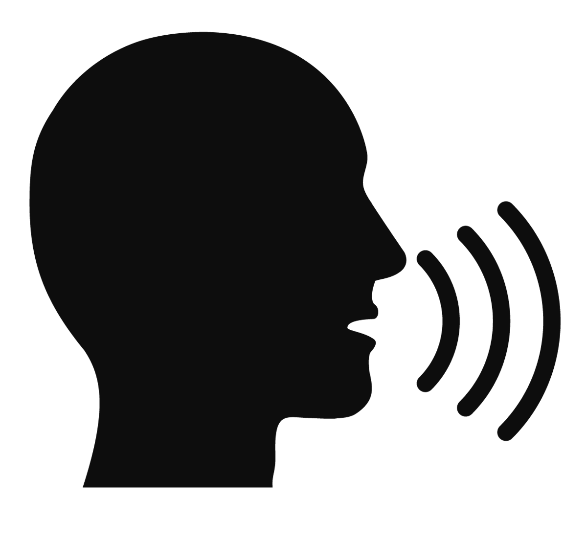 Icon – Silhouette of a head with lines reflecting speech