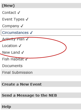 Event Reporting - Circumstances - New Permanent Land