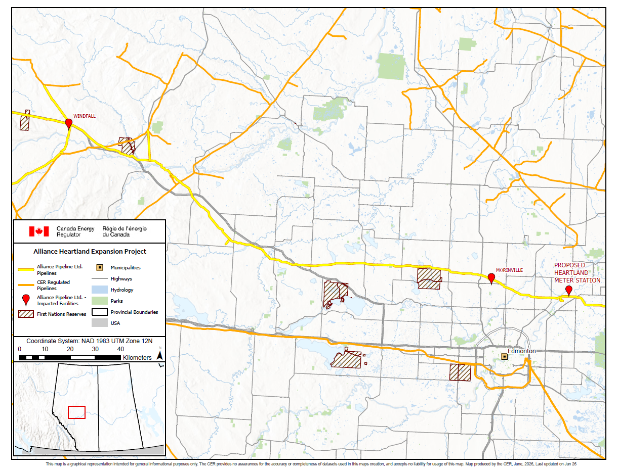 Alliance Pipeline Ltd., as general partner for and on behalf of Alliance Pipeline Limited Partnership - Heartland Expansion Project map