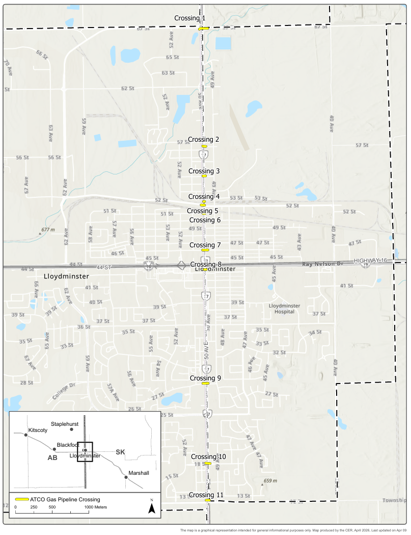 ATCO Gas and Pipelines Ltd. Existing Distribution Pipeline Compliance Application map
