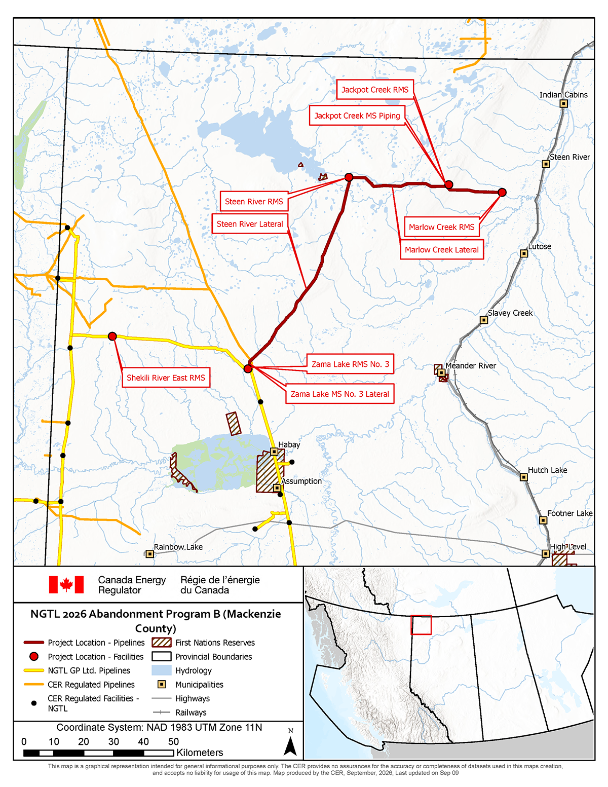 NGTL GP Ltd., as general partner on behalf of NGTL Limited Partnership – 2026 Abandonment Program B (Mackenzie County) map
