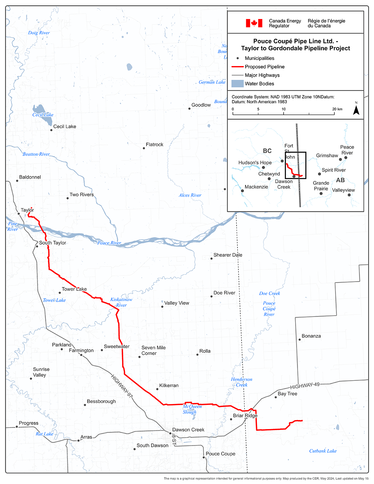 Pouce Coupé Pipe Line Ltd. – Taylor to Gordondale Pipeline Project map