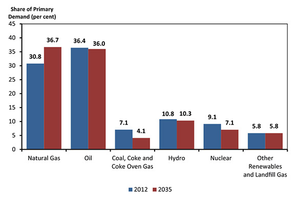 Figure 4.7 - Share of Fuel in Primary Energy Demand, Reference Case