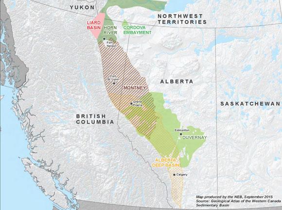 Figure 6.3 - Key Producing Regions in the Western Canada Sedimentary Basin
