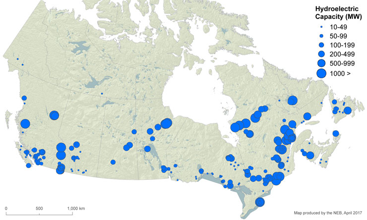 Figure 7 – Map of Hydro Power Plants in Canada