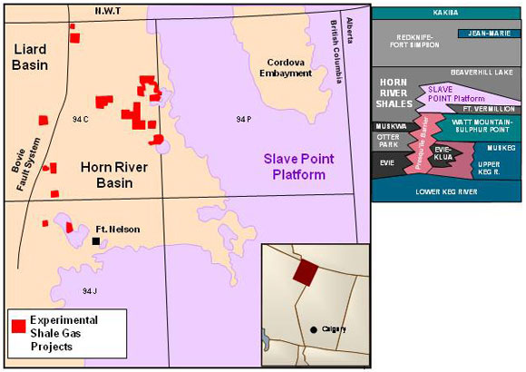 Figure 12: Horn River Basin Stratigraphy and Location