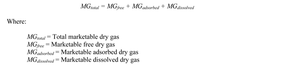Equation used to calculate marketable gas resources