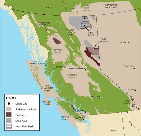 Location of Unconventional Resources Currently Recognized in British Columbia