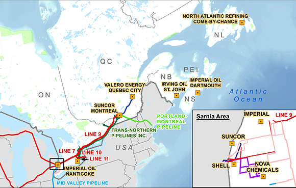 Figure 6 Eastern Canada Refineries and Major Liquids Pipelines