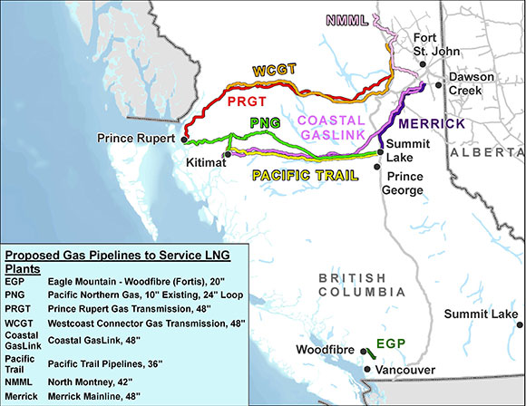 Figure 14 Proposed Pipeline Projects for West Coast LNG Facilities