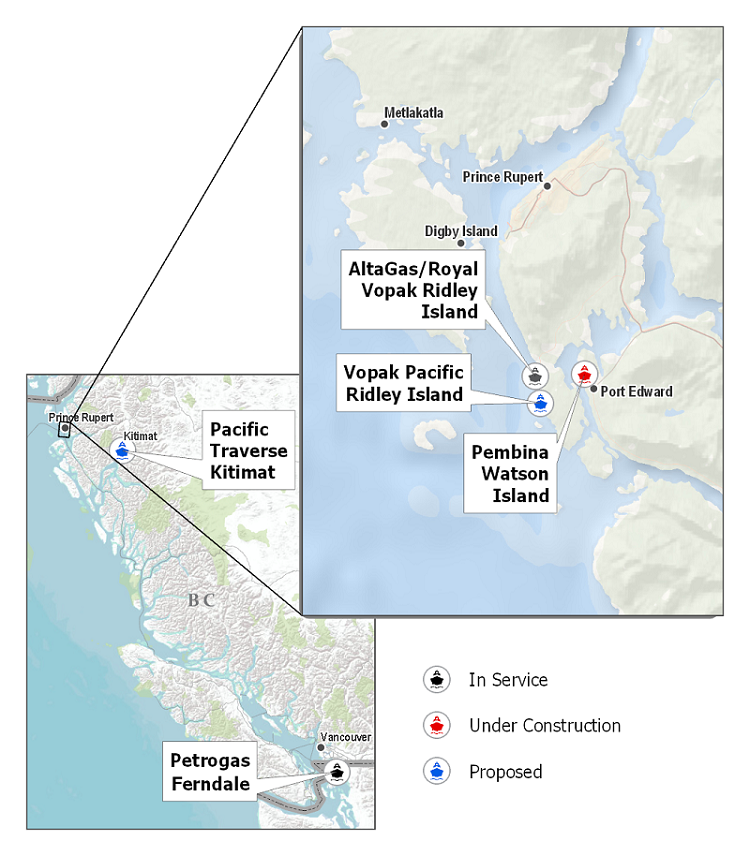 Figure 1: British Columbia’s Proposed Propane Marine Export Terminals