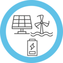 Panneau solaire, énergies renouvelables offshore et batterie