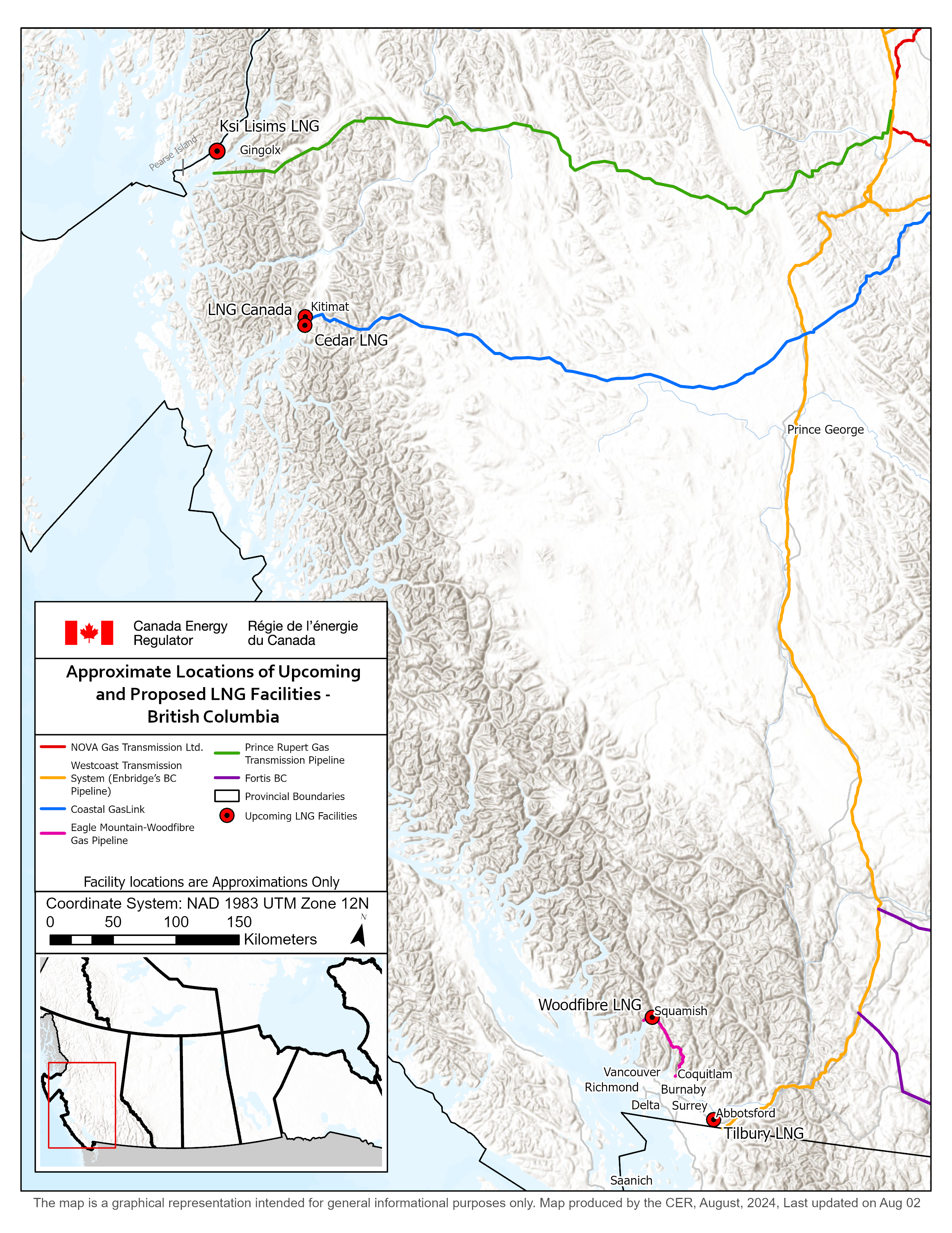 This map shows upcoming and proposed LNG facilities in Western Canada.