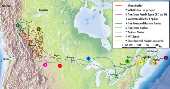 Figure 3.5 Major Natural Gas Pipelines Regulated by the NEB