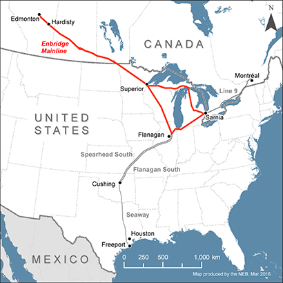 Map – Enbridge Pipelines Inc. Mainline 