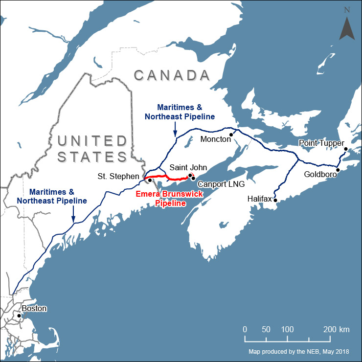 Emera Brunswick pipeline system map