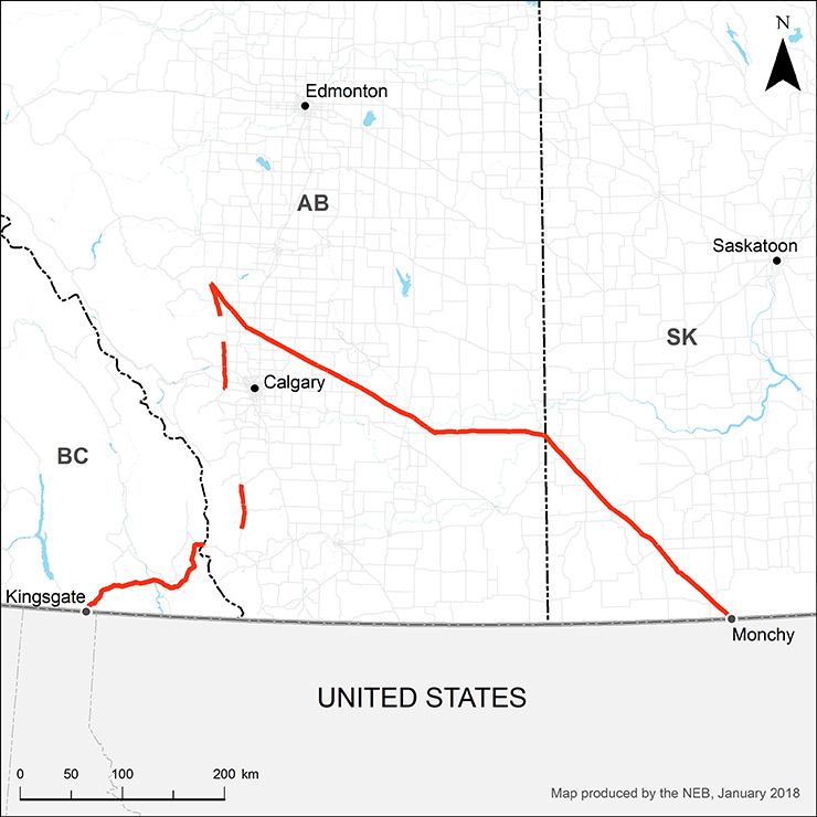 Foothills pipeline system map