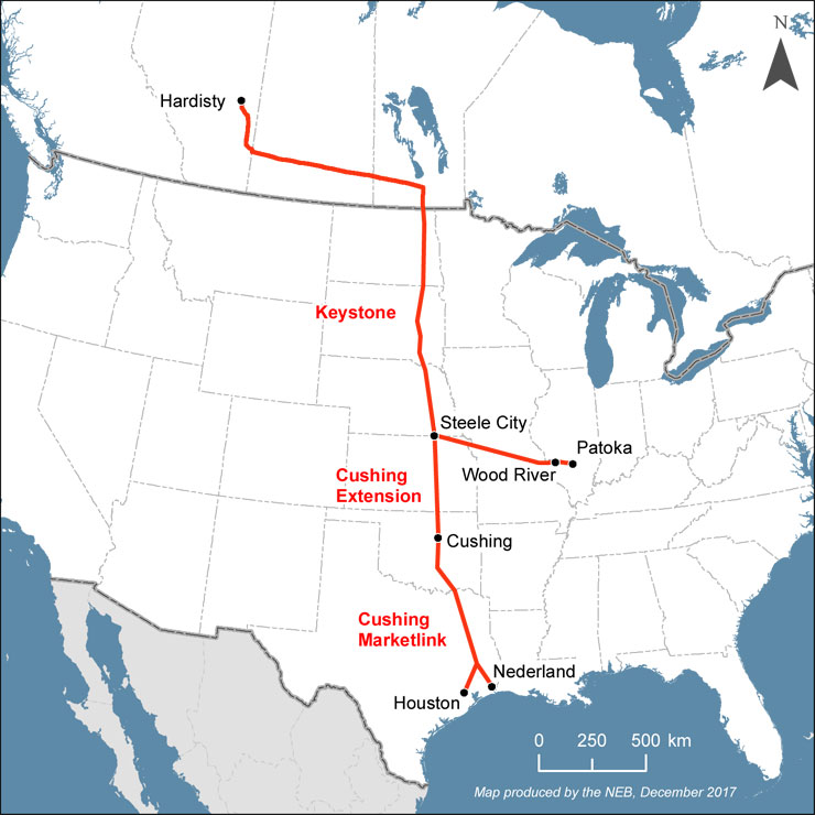Keystone pipeline system map