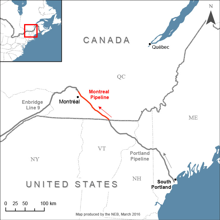Montreal pipeline system map