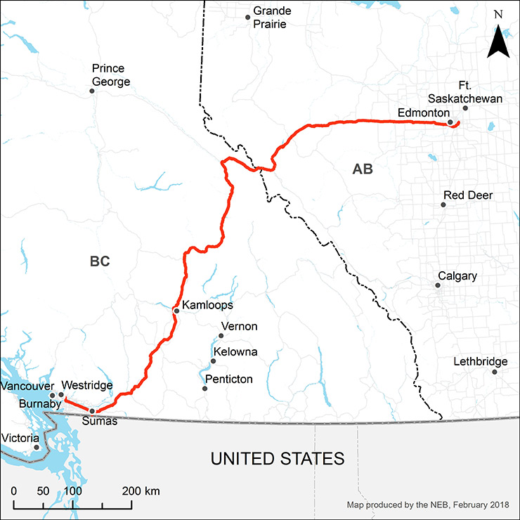 Trans Mountain pipeline system map