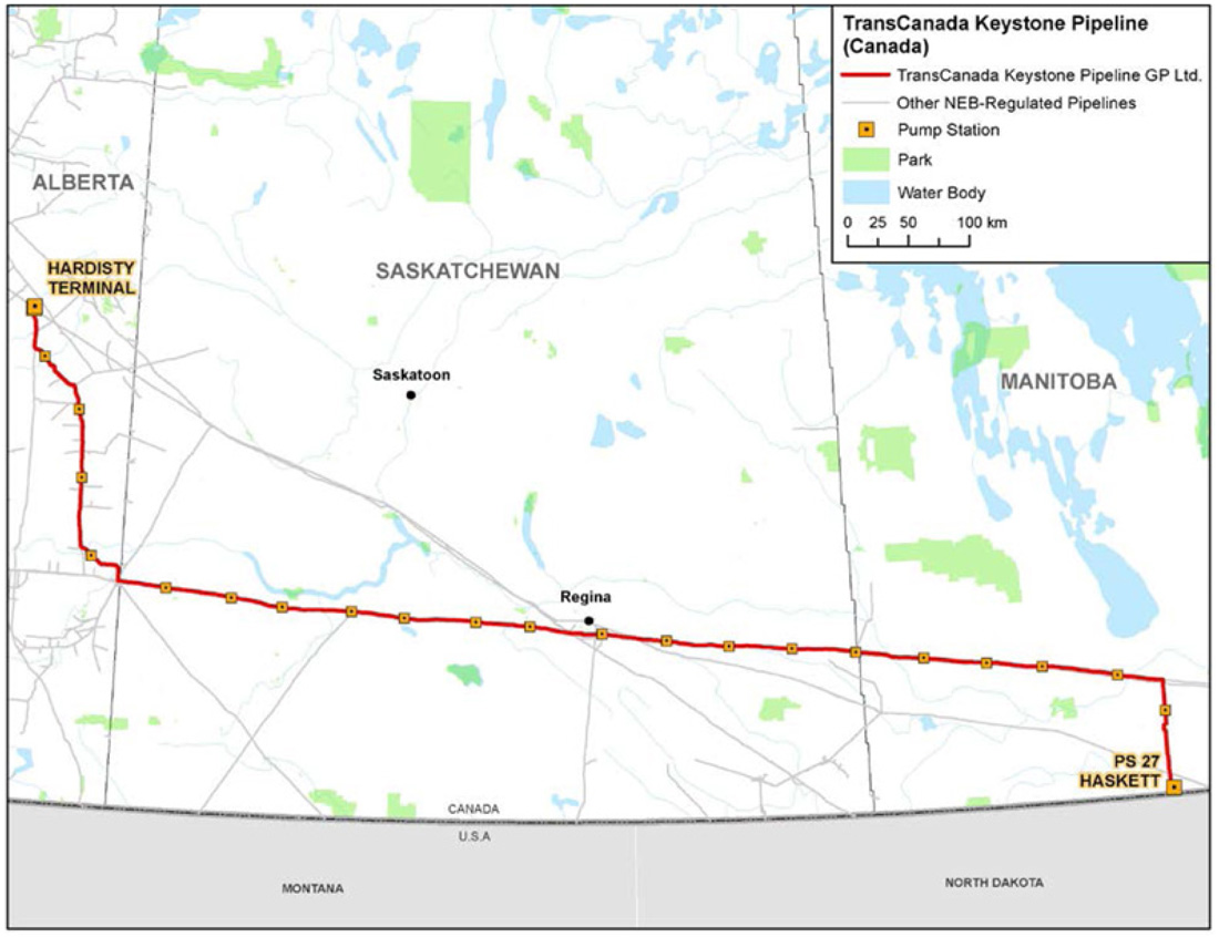 TransCanada Keystone Pipeline (Canada) pipeline system map