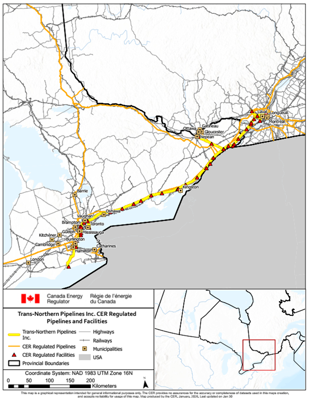 Figure 1. – Trans-Northern Pipeline Inc Regulated Pipelines and Facilities