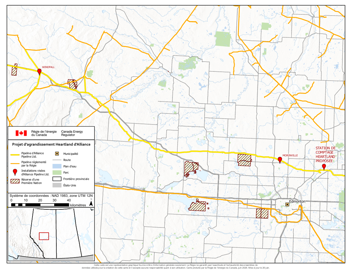 Alliance Pipeline Limited, à titre de commandité et au nom d’Alliance Pipeline Limited Partnership – Projet d’agrandissement Heartland carte
