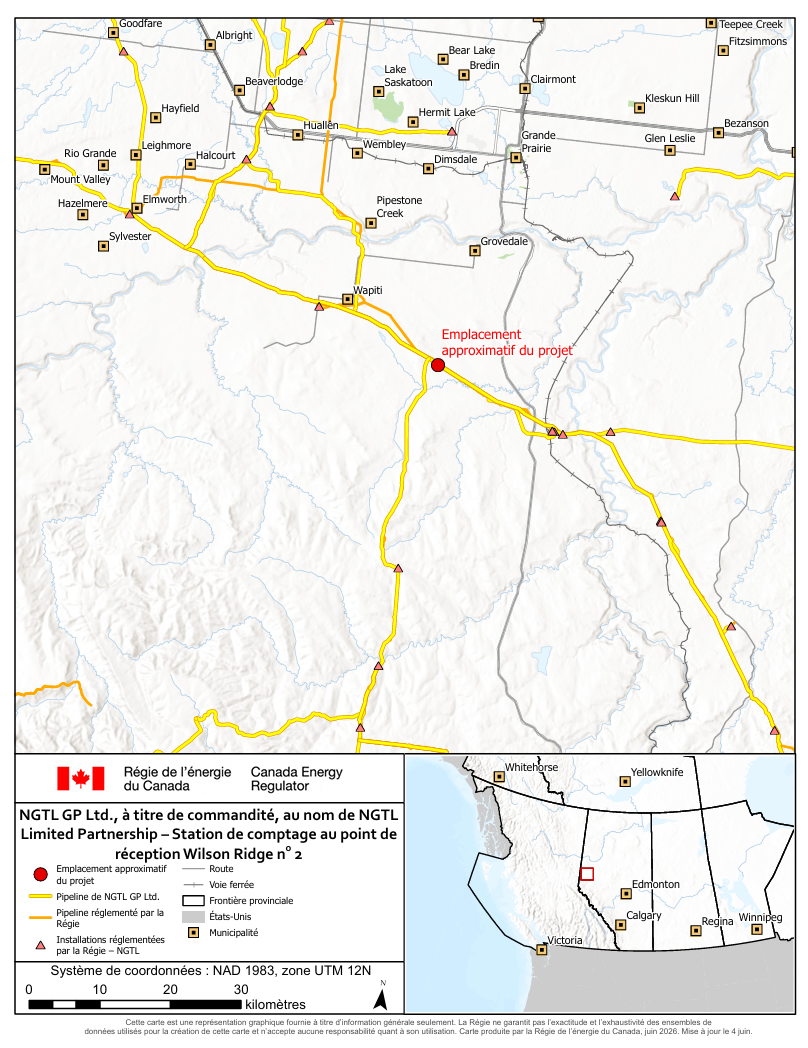 Station de comptage au point de réception Wilson Ridge no 2 carte