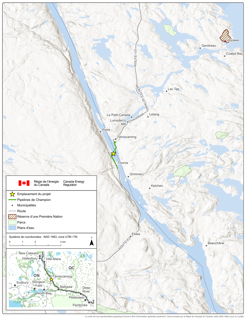 Pipeline Champion – Projet Thorne II – Projet de remplacement du barrage-pont Témiscamingue
