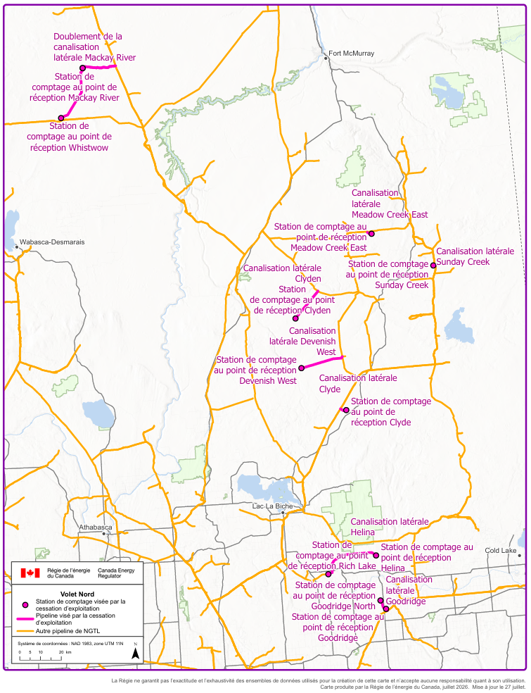 Carte &ndash; NGTL GP Ltd., à titre de commandité, au nom de NGTL Limited Partnership – Programme A de cessation d’exploitation de stations de comptage et de canalisations latérales de 2026