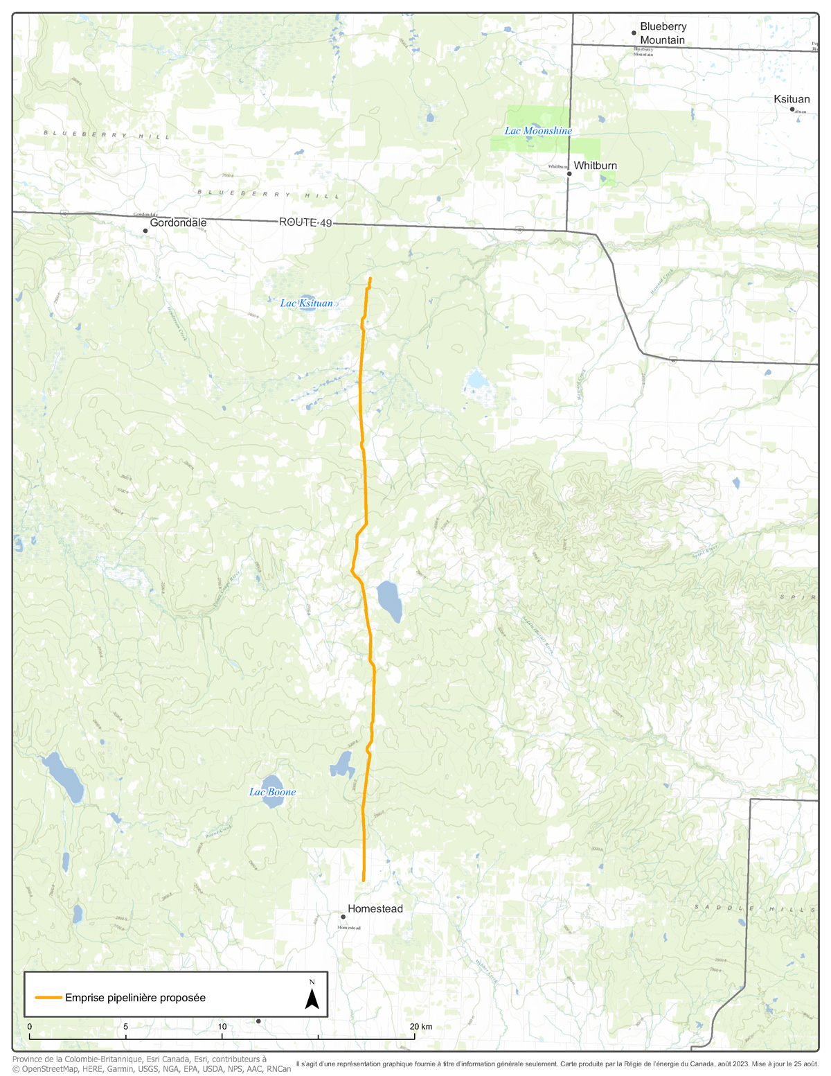 Carte – NOVA Gas Transmission Ltd. – Carte – Emprise pipelinière proposée