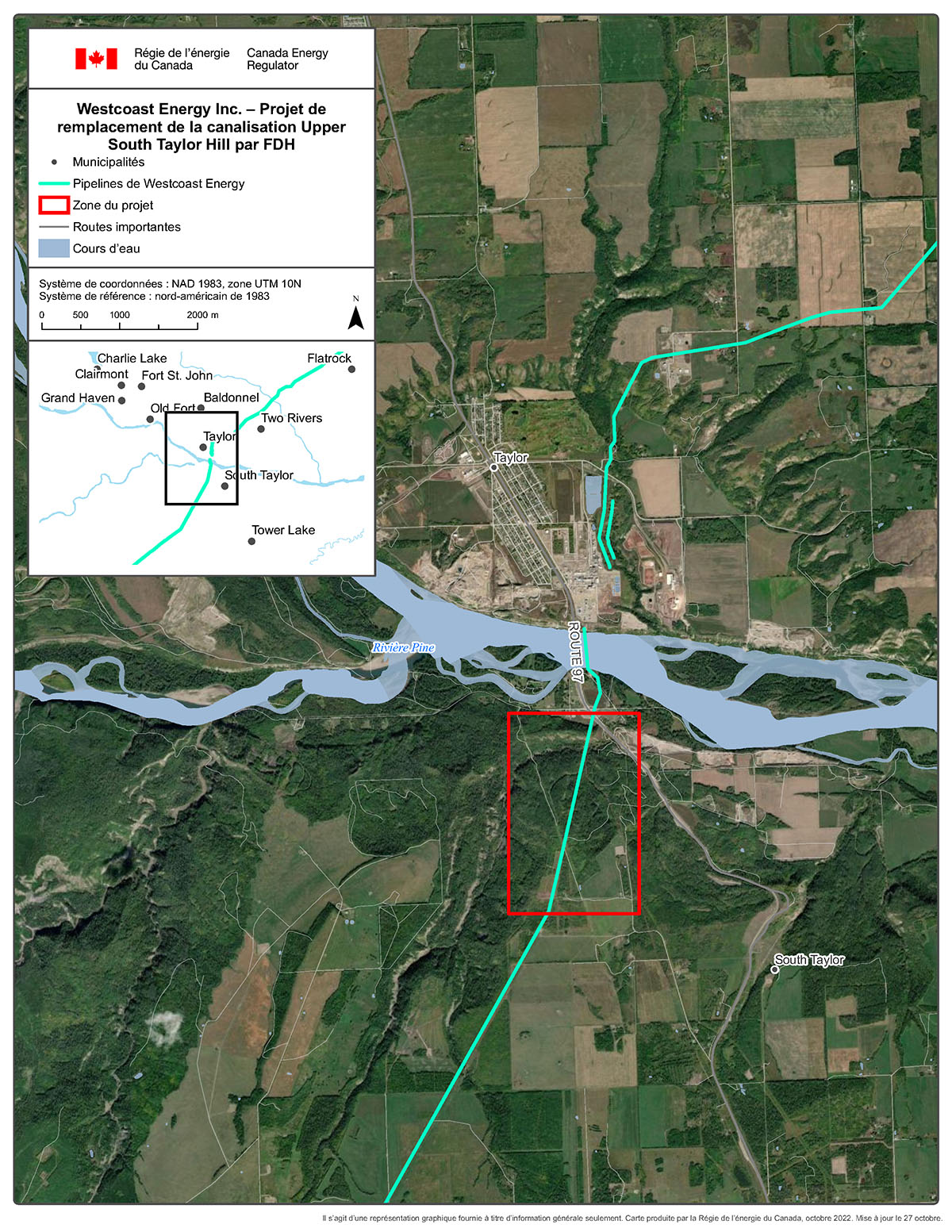 Carte – Projet de remplacement de la canalisation Upper South Taylor Hill par FDH