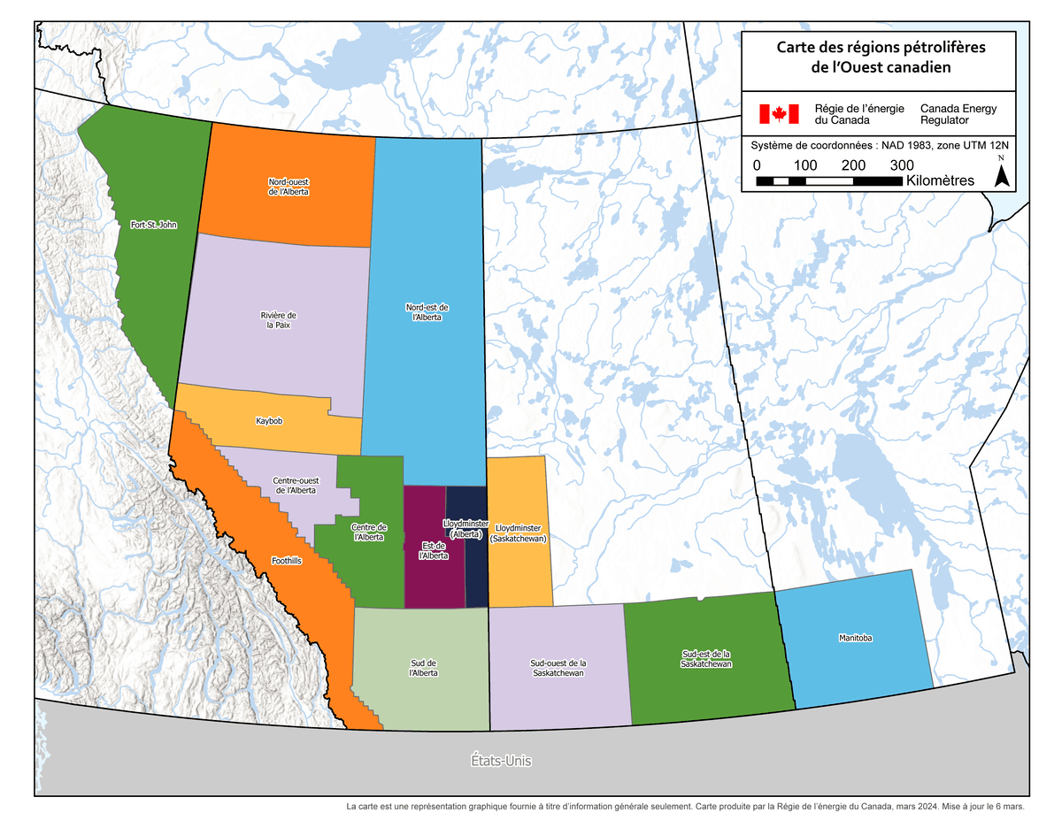 Figure CO.4 – Carte des régions pétrolifères de l’Ouest canadien