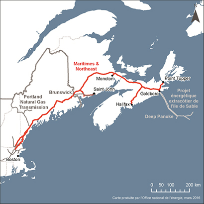 Carte – Réseau de Maritimes & Northeast Pipeline