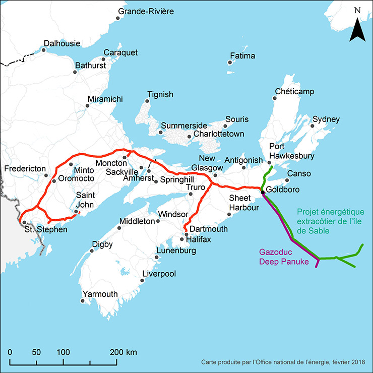 Carte du réseau pipelinier de Maritimes & Northeast