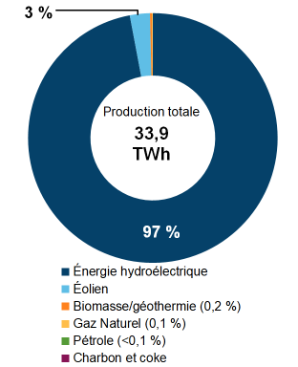 Figure 2 : Production d’électricité selon le type de combustible (2019)