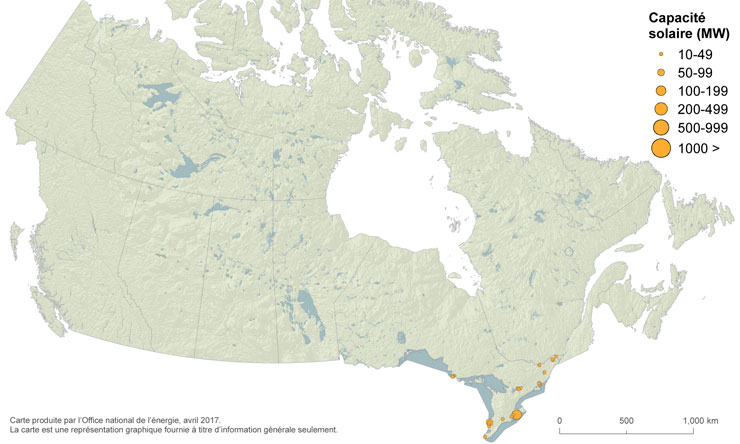 Figure 16 – Carte des centrales solaires au Canada