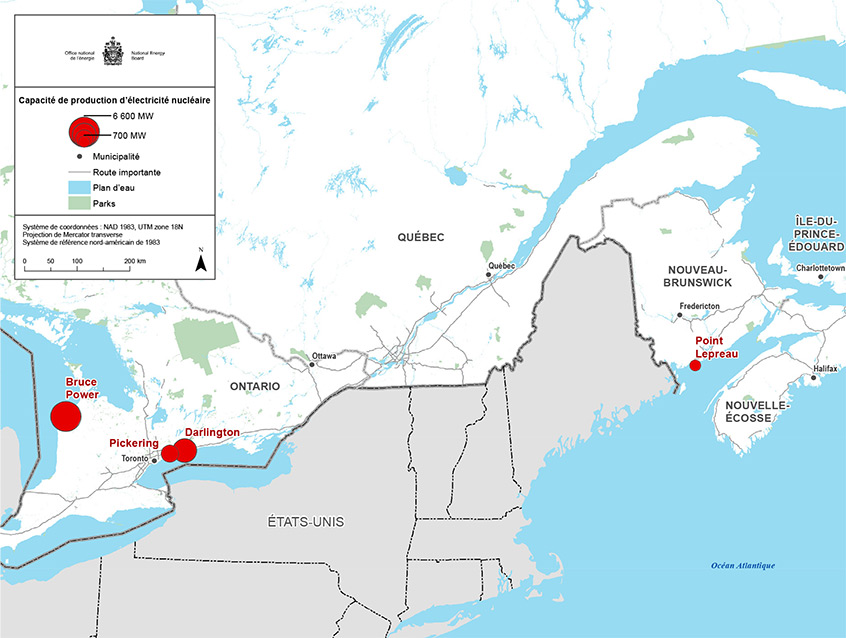 Figure 4 : Centrales nucléaires canadiennes