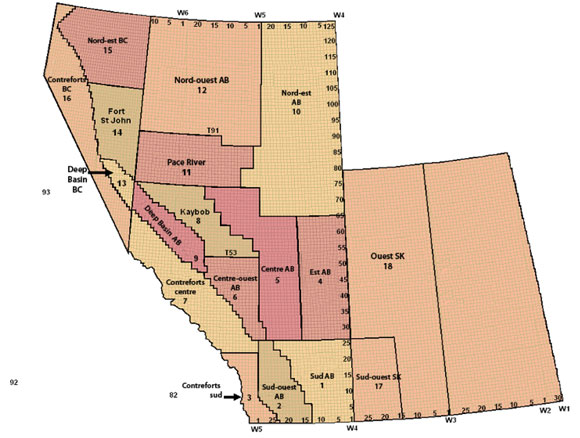Figure 1 : Carte régionale - Bassin sédimentaire de l’Ouest canadien