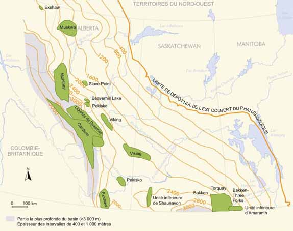 Figure 1 - Carte du BSOC et emplacements des activités et des opérations de forage de pétrole de réservoirs étanches